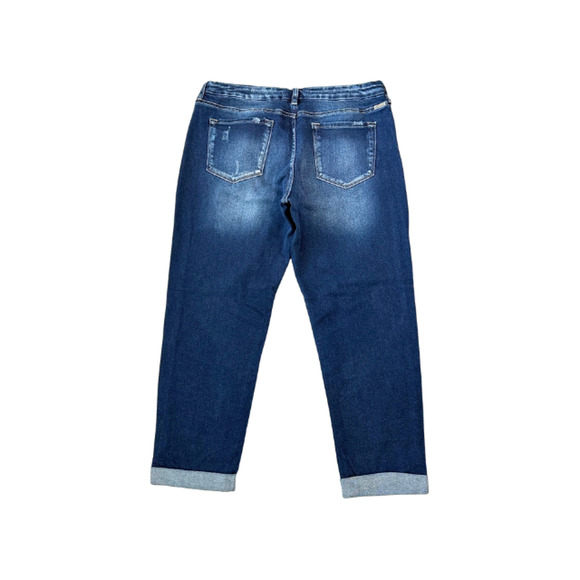 Kan Can Jeans Boyfriend Cuffed Distressed Button Fly Denim Blue Women’s 32 - Picture 4 of 8